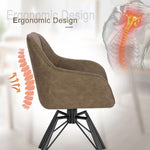 WOLTU Juego de 4 sillas de comedor giratorias, silla de cocina, silla tapizada, silla giratoria, silla cómoda con reposabrazos y respaldo, silla con reposabrazos para comedor y salón, con tapizado de piel sintética, marrón