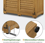 MCombo Armario de jardín de madera 0120, caseta de herramientas resistente a la intemperie pequeña, cobertizo de jardín para exterior, terraza, balcón, 87×46×160 cm, (natural)