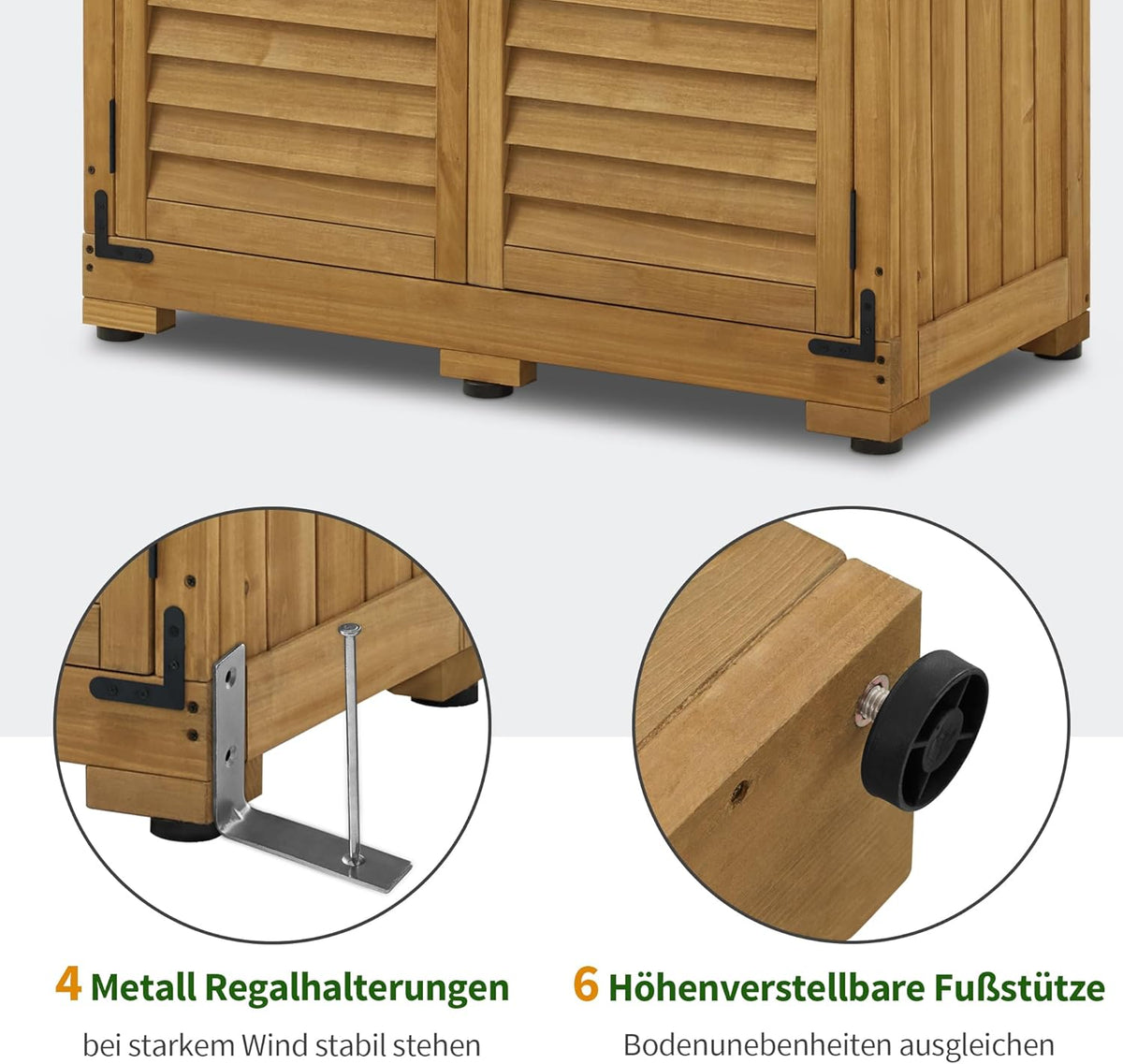 MCombo Armario de jardín de madera 0120, caseta de herramientas resistente a la intemperie pequeña, cobertizo de jardín para exterior, terraza, balcón, 87×46×160 cm, (natural)
