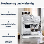 Cafetera espresso De'Longhi La Specialista Arte EC9155.MB con portafiltro y molinillo, 8 niveles de molienda, 15 bares, 3 niveles de temperatura, boquilla para espuma de leche, 1300 W, depósito de 1,5 l, acero inoxidable/negro, incluye kit de barista