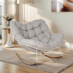 Grand Patio Mecedora para jardín, sillón oscilante, sillón mecedora para sala de estar, silla de relax acolchada, capacidad de carga de hasta 150 kg para jardín, dormitorio, sala de estar, rincón, porche, blanco crema