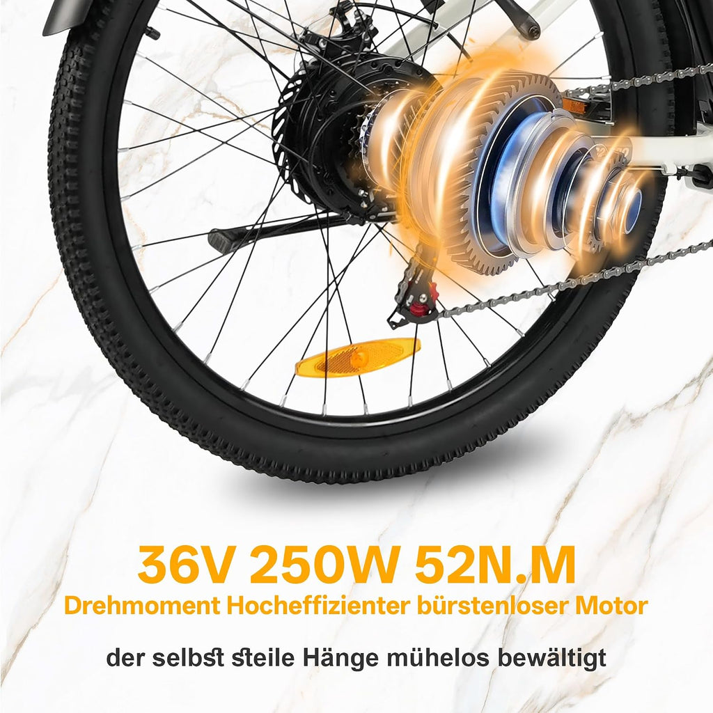 Bicicleta eléctrica ttgo de 26 pulgadas para hombre y mujer, con batería de 36V 14,5Ah/18Ah, autonomía de 60–120 km, bicicleta urbana, pantalla LCD, 6/7 velocidades, cuadro de aluminio, bicicleta eléctrica con cesta