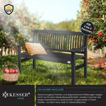 KESSER® Gartenbank Holz wetterfest 150 cm, Holzbank Garten 3-4 Sitzer, Sitzbank Outdoor, Balkonbank aus Massivholz, Parkbank 320 kg belastbar für Garten, Terrasse & Balkon inkl. Abdeckung, Anthrazit