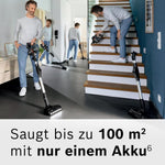Bosch Akku-Staubsauger Unlimited 7 BCS711A, kabelloser Handstaubsauger, beutellos, Wechselakku, Knickrohr, Hygiene-Filter, 10 Jahre Motorgarantie, Fugendüse, LED-Beleuchtung, Turbostufe, grau