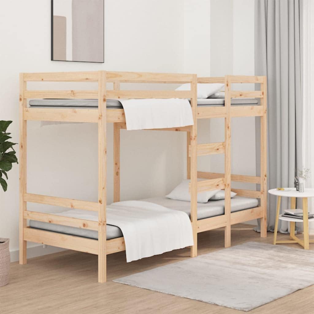 vidaXL Etagenbett Hochbett Schlafzimmerbett Stockbett Holzbett Bettgestell Bettrahmen Massivholzbett Bett 75x190cm Massivholz Kiefer