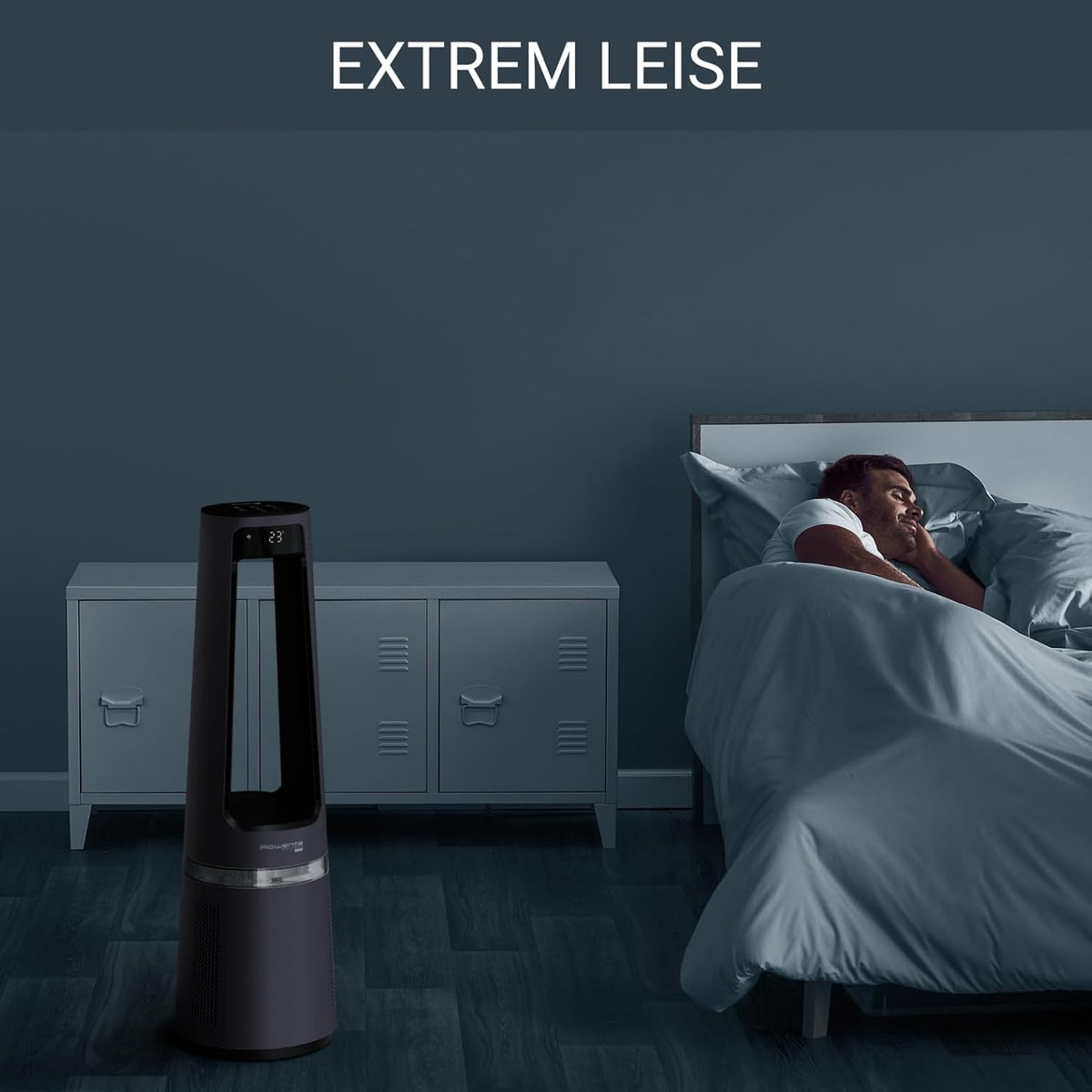 Purificador de aire, termoventilador y ventilador 3 en 1 Rowenta QU5062 Eclipse, filtra el 99,9 % de las partículas, para habitaciones de hasta 30 m², calentamiento rápido hasta 35 °C, modo automático de día y noche, negro/gris