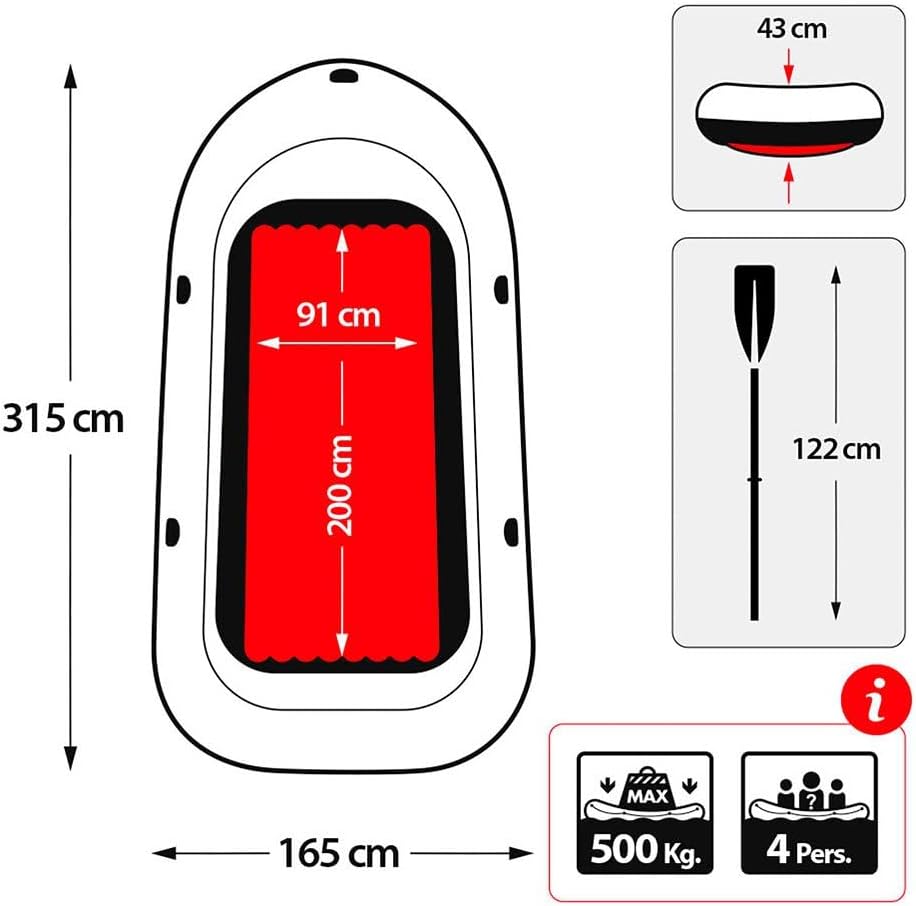 Intex Excursion 4 Set Schlauchboot - 315 x 165 x 43 cm - 3-teilig - Grau / Blau