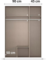 Rauch Möbel Lagoa, Kleiderschrank, Garderobe für Schlafzimmer, Kinderzimmer, Jugendzimmer 3-türig mit Spiegel, 2 Schubladen, mit Zubehör Basic, Farbe Weiß, Breite 136 cm
