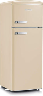 SEVERIN Retro - Frigorífico combi, compacto y eficiente, 4 estantes ajustables en altura y una gran cajonera para verduras, 206 L de capacidad útil, color crema, RKG 8933