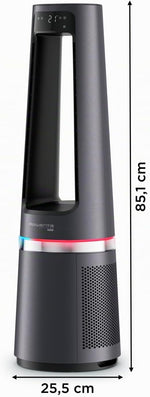 Purificador de aire, termoventilador y ventilador 3 en 1 Rowenta QU5062 Eclipse, filtra el 99,9 % de las partículas, para habitaciones de hasta 30 m², calentamiento rápido hasta 35 °C, modo automático de día y noche, negro/gris