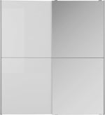 Armario Forte KAIKAIS 170, moderno armario de puertas correderas, 2 puertas, espejo, dormitorio, aglomerado de madera, blanco alto brillo, 170,3 cm de ancho x 190,5 cm de alto x 61,2 cm de profundidad
