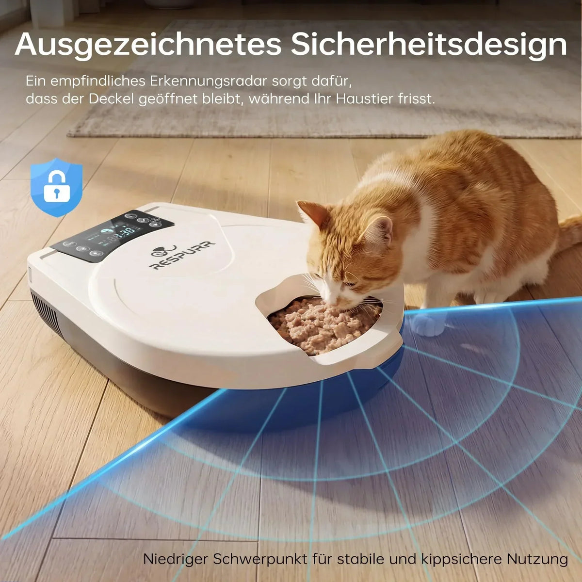 Comedero automático para gatos RESPURR con refrigeración y calefacción por semiconductores, frescura de 3 días, 5 comidas, acero inoxidable 304, programable