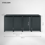 STEELSØN Thoria Mülltonnenbox 4er bis 240L – Mülltonnenverkleidung aus Stahl in Anthrazit – hochwertige Müllcontainer für 4 Tonnen – Müllbox wetterfest – UV-beständige Gerätebox/Mülltonnen Box