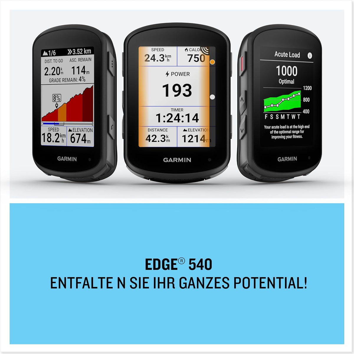 Garmin Edge 540 – UE Central + West, ciclocomputador GPS con botones, pantalla a color de 2,6 pulgadas, mapas de Europa, datos de rendimiento completos, hasta 26 horas de autonomía de batería