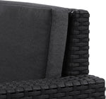 Sofá de jardín Victoria de Allibert by Keter - Sofá lounge de 2 plazas con aspecto de ratán, incl. cojines de asiento y respaldo, fácil de limpiar, resistente a la intemperie, gris, 129 x 63 x 77 cm