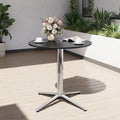 PHI VILLA Mesa de bistró 2 en 1 redonda, resistente a la intemperie, mesa de comedor pequeña multifuncional para taberna, jardín, balcón, cocina, Ø76x74,5 cm, negro