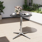 PHI VILLA Mesa de bistró 2 en 1 redonda, resistente a la intemperie, mesa de comedor pequeña multifuncional para taberna, jardín, balcón, cocina, Ø76x74,5 cm, negro