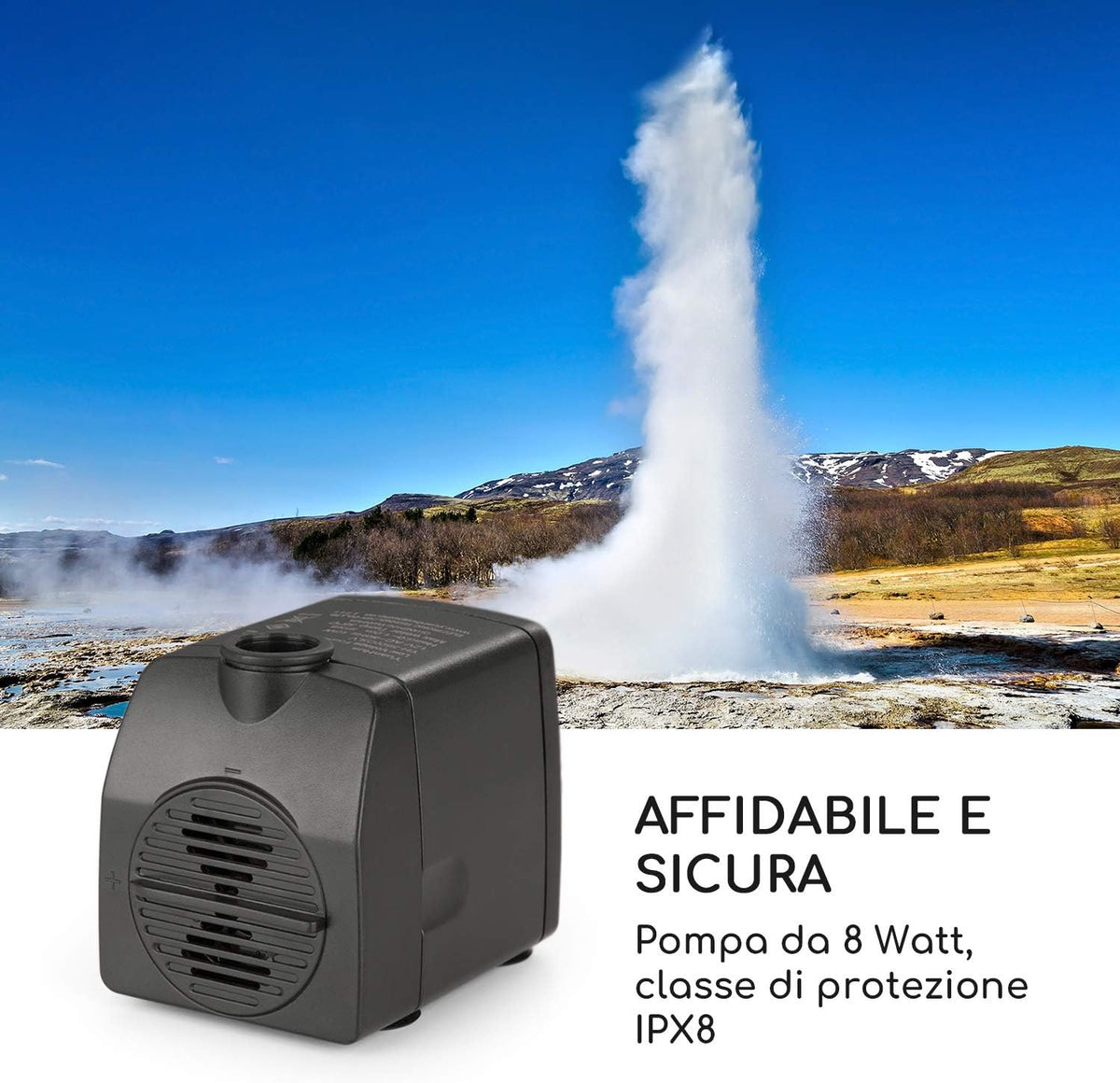 Fuente de jardín blumfeldt Raincastle para interiores y exteriores Allround Edition - circulación de agua constante, cable de alimentación extralargo de 10 m, 12 LEDs, bomba de 8 W, grado de protección: IPX8, 10 kg, gris grafito