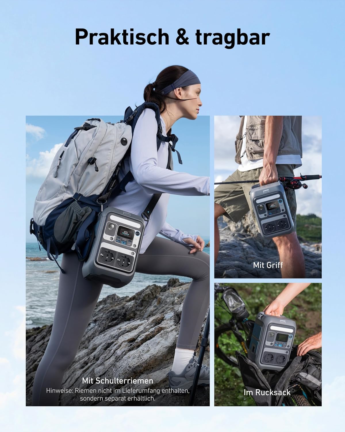 Anker SOLIX C300 Estación de energía, batería LiFePO4 de 288Wh, generador solar de 300W (pico de 600W) con funda protectora, carga rápida de 140W, estación de energía portátil para camping, viajes y emergencias (panel solar opcional)