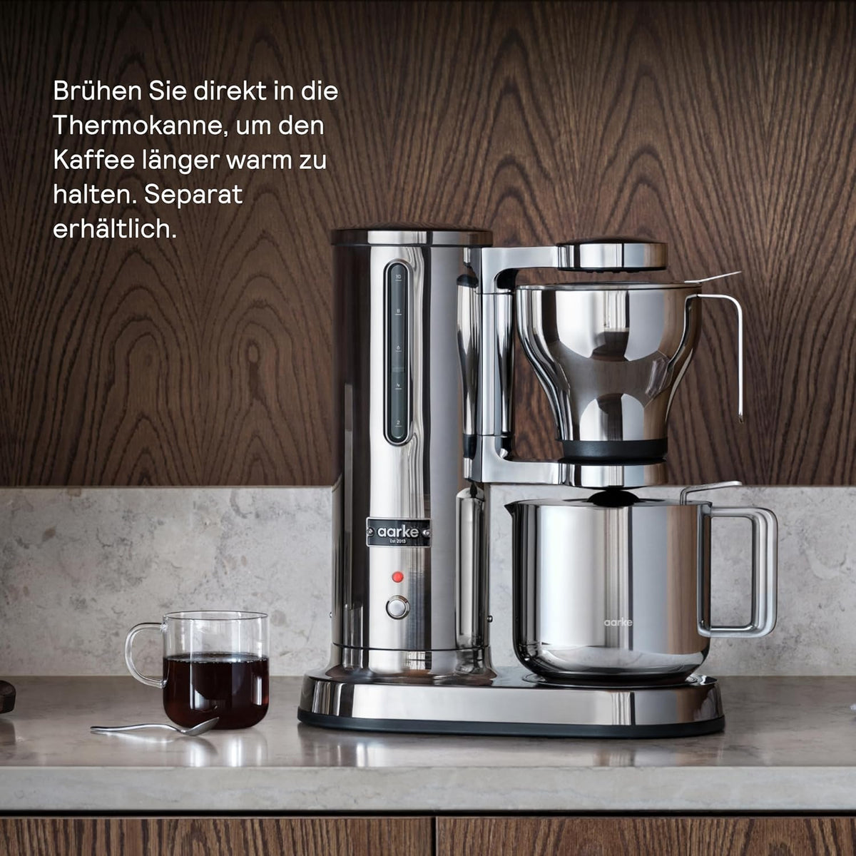 aarke Filterkaffeemaschine – Elektrische Kaffeemaschine, Glaskaraffe, Warmhaltefunktion, 10-Tassen-Kapazität, 250 ml -1.25L, Modernes Design, Kaffeezubereiter für Filterkaffee, ECBC-zertifiziert.