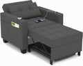 Sillón cama DURASPACE, silla convertible 3 en 1, sillón cama extensible, sofá cama con puertos USB, bolsillo lateral, portavasos para espacios pequeños (gris oscuro)