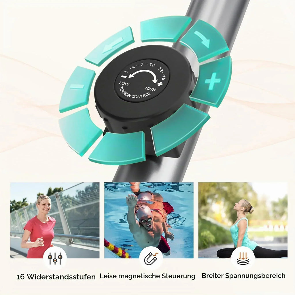 Crosstrainer magnético Dripex Leiser para el hogar con 16 niveles de resistencia, volante de inercia de 6 kg y medición de pulso LCD