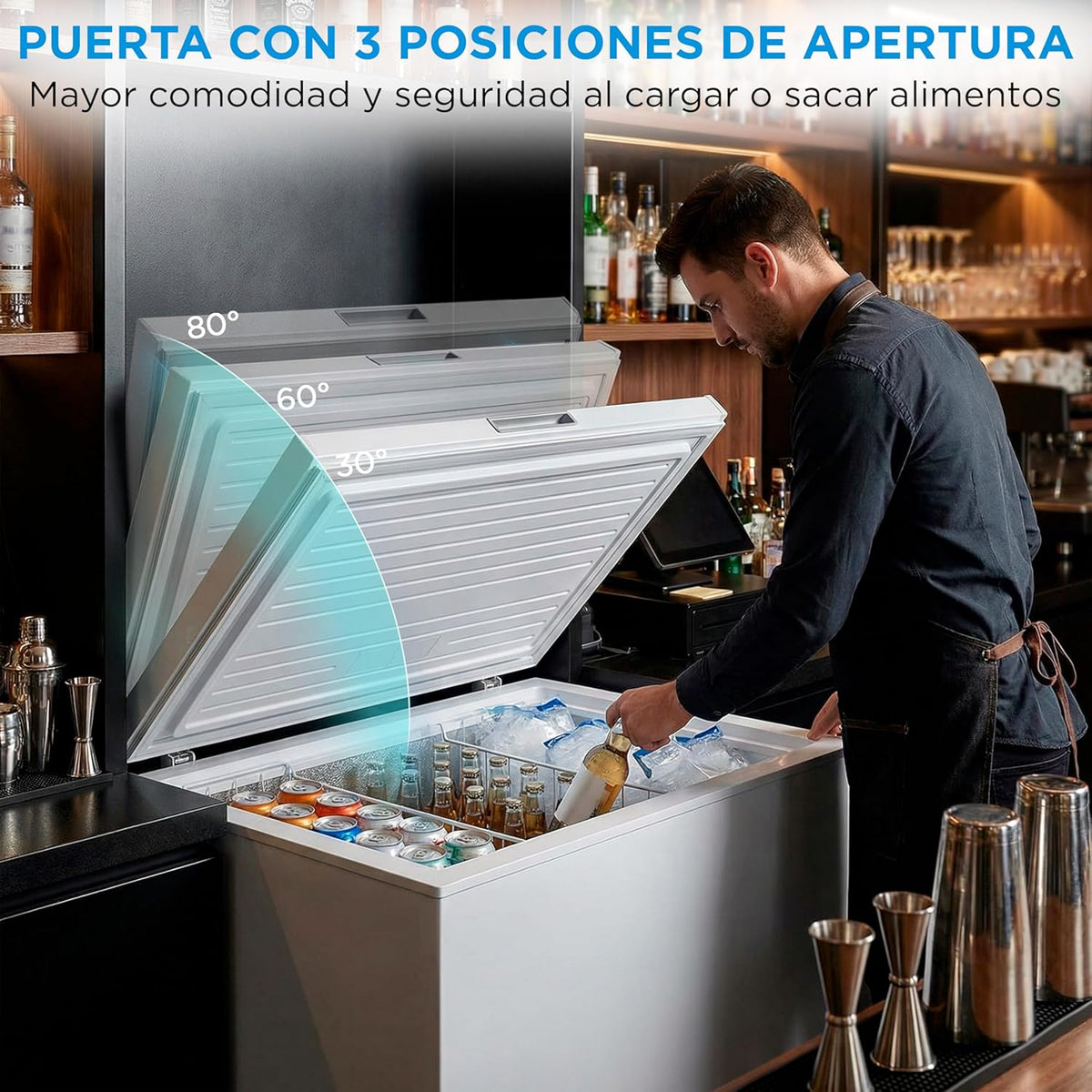Congelador Arcón MIDEA de 293L | Congelador Horizontal Convertible a Frigorífico con Motor Inverter, Control Electrónico de Temperatura, Cestas con Asa | Arcón Silencioso 41 dB de Bajo Consumo