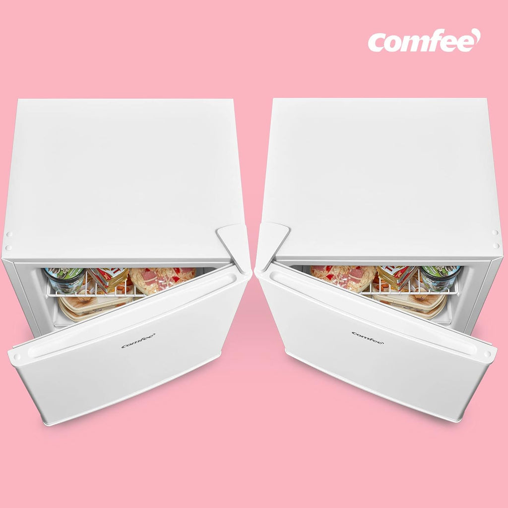 COMFEE RCU40WH3EU(E) 31L Mini Gefrierschrank (-24℃) mit Inverter-Kompressor, D-Energieeffizienz, 4-Sterne-Gefrierleistung, Leise 39 dB, Kompakter Tisch Gefrierschrank für Büro, Küche, Studentenhaus