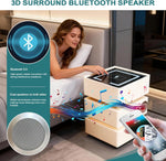 Mesita de noche LED con función de carga, 3 cajones, mesa auxiliar con altavoz Bluetooth, luz con sensor, luz de 3 colores, mesita de noche blanca con 2 USB y 1 tipo C, mesa de sofá para sala de estar, dormitorio