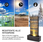 Fuente de jardín blumfeldt Raincastle para interiores y exteriores Allround Edition - circulación de agua constante, cable de alimentación extralargo de 10 m, 12 LEDs, bomba de 8 W, grado de protección: IPX8, 10 kg, gris grafito
