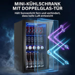 Refrigerador de bebidas Airfish de 90 l con frente de cristal, mininevera con estantes ajustables: para 128 latas, cerveza, vino y bebidas; ideal para el hogar, bar y oficina