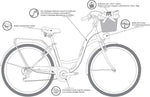 Bicicleta de paseo genérica Komfort, bicicleta urbana con cesta de mimbre, bicicleta para mujer, estilo holandés, 28 pulgadas, crema y marrón, 7 velocidades