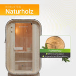 Sauna de barril Artsauna Nolvik S, sauna de exterior de madera de abeto, estufa de 3,6 kW, LED, set completo con reloj de arena, cubo y termómetro, resistente al invierno, diseño de cubo