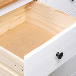 vidaXL Aparador de madera maciza de pino de Panamá con 3 cajones y 3 puertas, cómoda, mueble auxiliar, armario multiusos, alacena, blanco, 135x40x80 cm