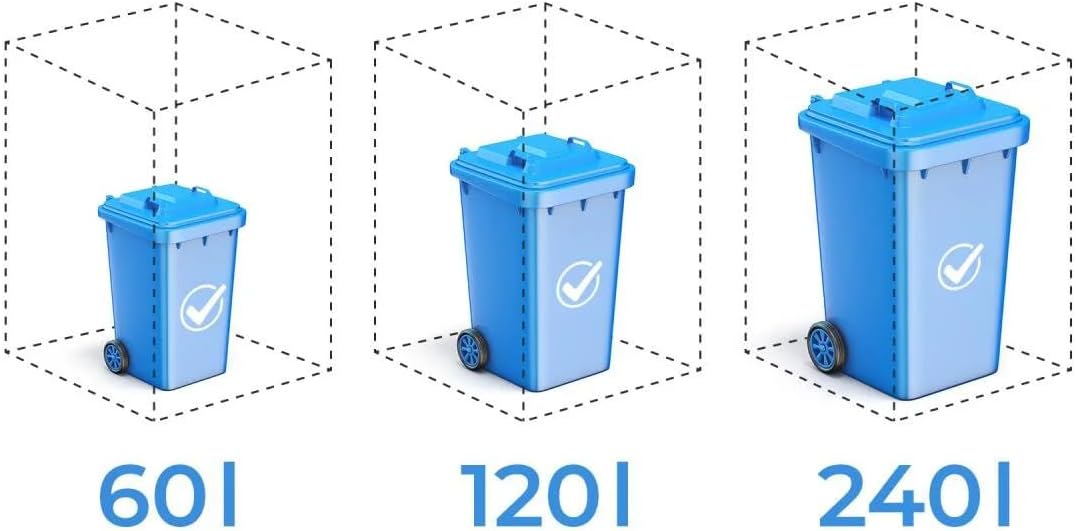 Cubo para basura Metzler para 4 contenedores de 240L, color antracita con patrón cuadrado, revestimiento metálico para 4 cubos con cierre, cuatro contenedores con recubrimiento en polvo y resistentes a la intemperie con tapa automática | Geo
