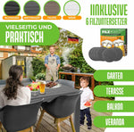 KESSER® Gartentisch 156x78cm für bis 6 Personen Esstisch Wetterfest & UV-Beständig | Outdoor Tisch mit pulverbeschichteter Stahl-Gestell & Kunststoff Tischplatte in Holz-Optik inkl. 6 Filz-Untersetzer