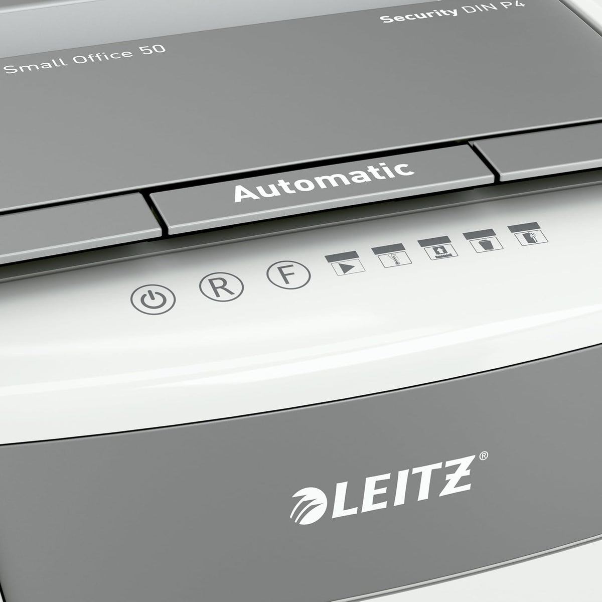 Destructora de documentos Leitz IQ Autofeed Small Office, tritura pilas de 50 hojas de papel, ahorra tiempo con alimentación automática, corte en partículas P4, papelera de 20 L, funcionamiento silencioso para oficina, 80350000