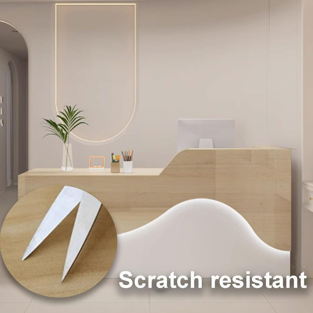 Mostrador de recepción, mostrador para consulta, escritorio de recepción moderno, mesa de recepción de oficina de madera con iluminación suave y relajante (beige, 120 cm)