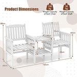 GIANTEX Gartenbank Holz mit Tisch, Holzbank Outdoor 2 Sitzer, Sitzbank Garten mit Schirmloch, Terrassenbank aus Tannenholz bis 330 kg belastbar, Friesenbank Kinobank für Balkon Terrasse 165x60x88 cm