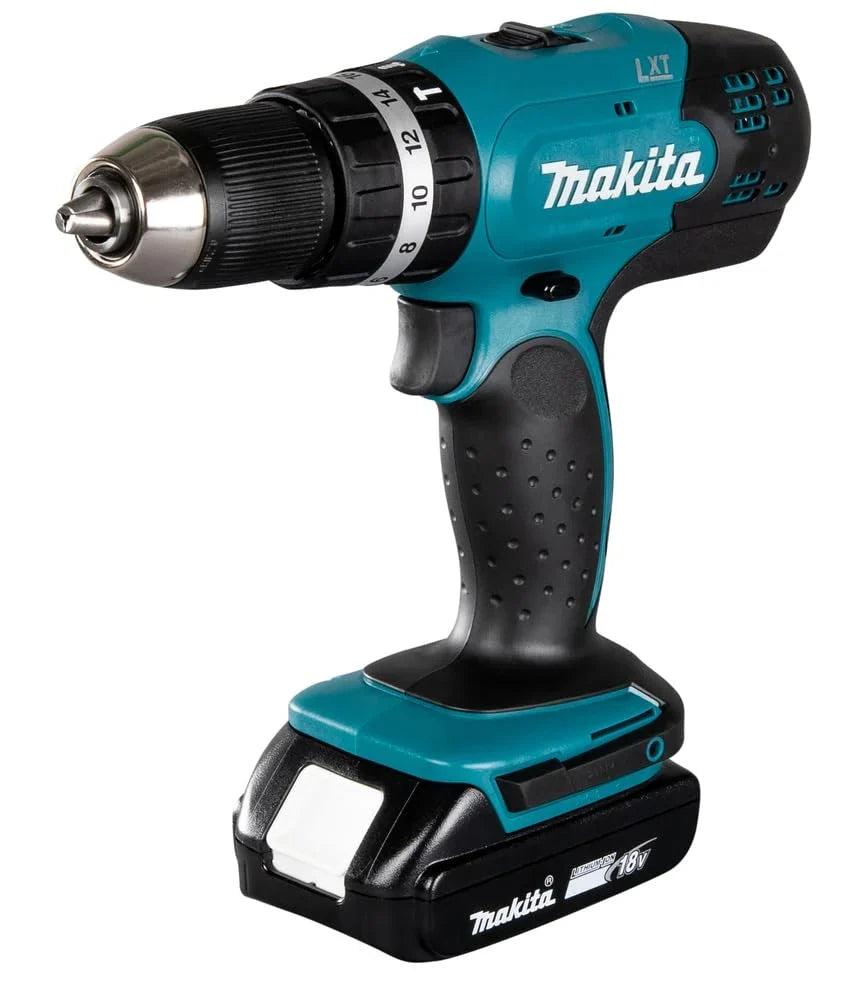 Makita DHP453RFX2 Akku Schlagbohrschrauber 18 V 3000 mAh im Alukoffer mit 96teiligem Zubehörset Blau Silber