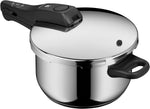 Juego de olla a presión WMF Perfect One Pot para inducción, 2 piezas, ollas a presión de 4,5 l y 3 l, señal de cocción grande, 2 niveles de cocción, mango de tapa extraíble, apto para todo tipo de cocinas, acero inoxidable