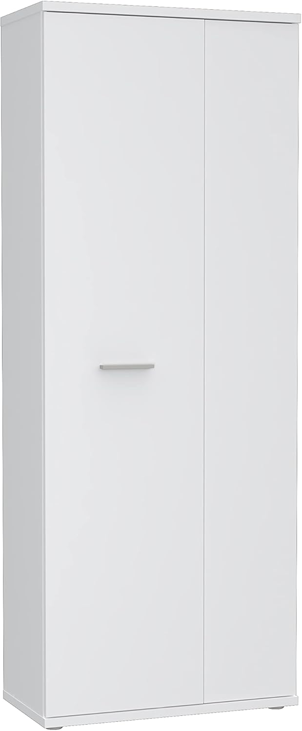 FORTE NET106 Armario 70 180, armario multiusos blanco, armario para aspiradora, trastero, armario de puertas batientes, 2 puertas con estantes, 69 cm de ancho x 179 cm de alto x 35 cm de profundidad
