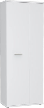 FORTE NET106 Armario 70 180, armario multiusos blanco, armario para aspiradora, trastero, armario de puertas batientes, 2 puertas con estantes, 69 cm de ancho x 179 cm de alto x 35 cm de profundidad