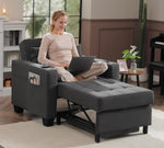 Sillón cama DURASPACE, silla convertible 3 en 1, sillón cama extensible, sofá cama con puertos USB, bolsillo lateral, portavasos para espacios pequeños (gris oscuro)