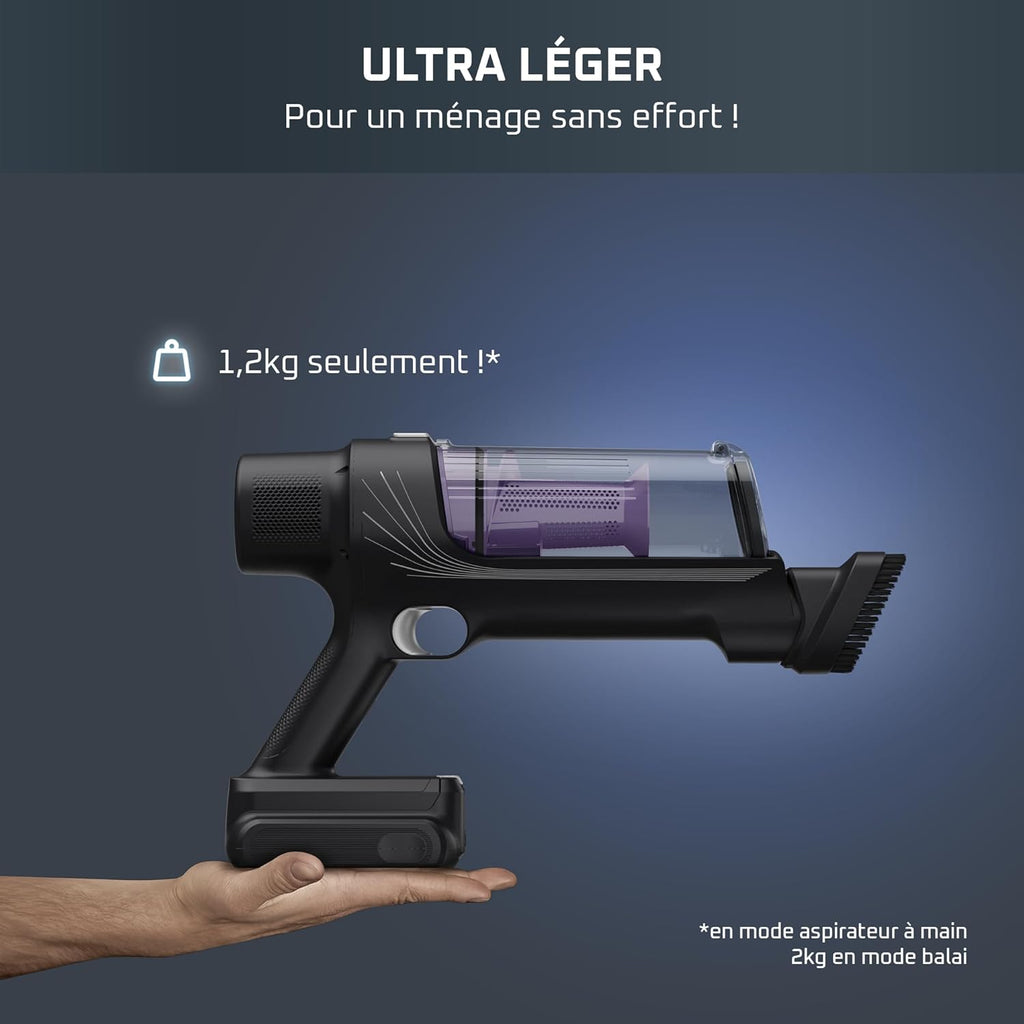 Aspiradora escoba sin cable Rowenta X-Pert 7.60, ultraligera, potente 140 W, versátil, autonomía de 45 min, eficaz en todo tipo de suelos, RH6A31WO, violeta