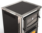 Estufa de leña con horno y placa de cocción ABC Concept 2 Air Mini, conexión múltiple, estufa de leña de 10 kW, chimenea, estufa, estufa de taller, estufa sueca, estufa de cabaña, estufa de calefacción, estufa de leña