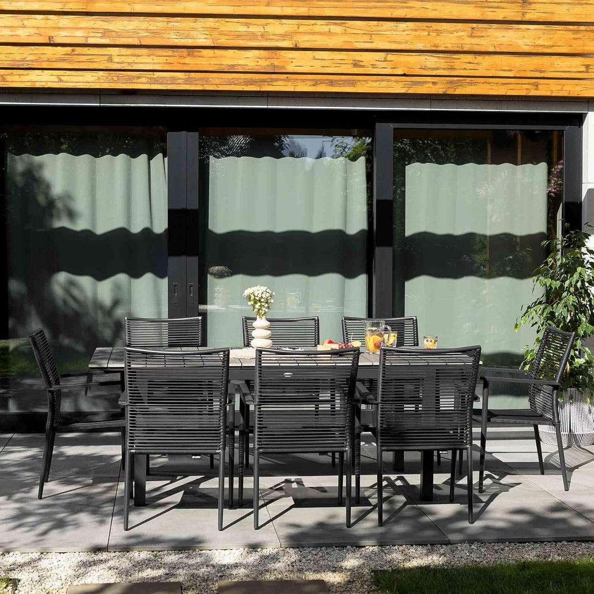 di volio Gartentisch Drena ausziehbar 160x210 cm, wetterfester Aluminium-Terrassentisch in Holzoptik, Stabiler Outdoor-Esstisch für Garten Terrasse Balkon (Grau)