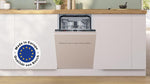 Bosch SPV2HMX42E, Serie 2, Lavavajillas inteligente totalmente integrable, 45 cm de ancho, tercera bandeja para cubiertos, secado extra con solo pulsar un botón, cesta superior ajustable en altura, motor silencioso y eficiente, con aquaStop