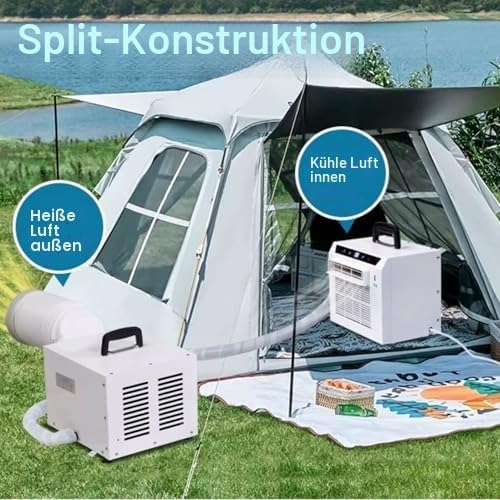 Tragbare Split-Klimaanlage 3000 BTU, Touchpanel & Fernbedienung, 24H Timer für Home Office Camping, Keine Montage erforderlich