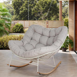 Grand Patio Mecedora para jardín, sillón oscilante, sillón mecedora para sala de estar, silla de relax acolchada, capacidad de carga de hasta 150 kg para jardín, dormitorio, sala de estar, rincón, porche, blanco crema